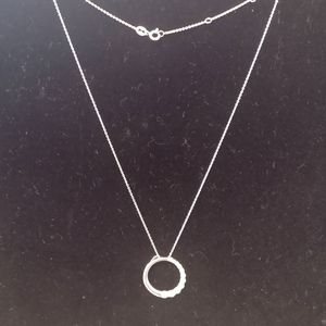 Silver Circle and Diamond Necklace